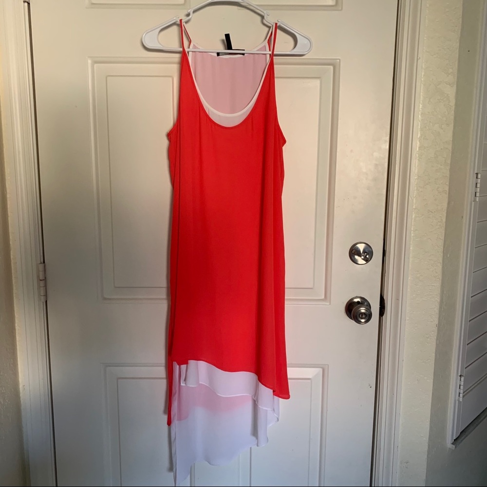 BCBGMAXARIA orange white layered sleeveless dress